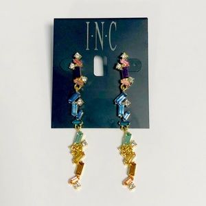 INC • Rainbow Linear Crystal Gold Drop Earrings